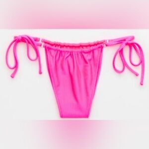 NWT Aerie Shine Rib Cheekiest Strappy Bottom Miami Pink - Size M